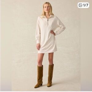 Faherty Legend Quarter Zip  Cream Dress NWT